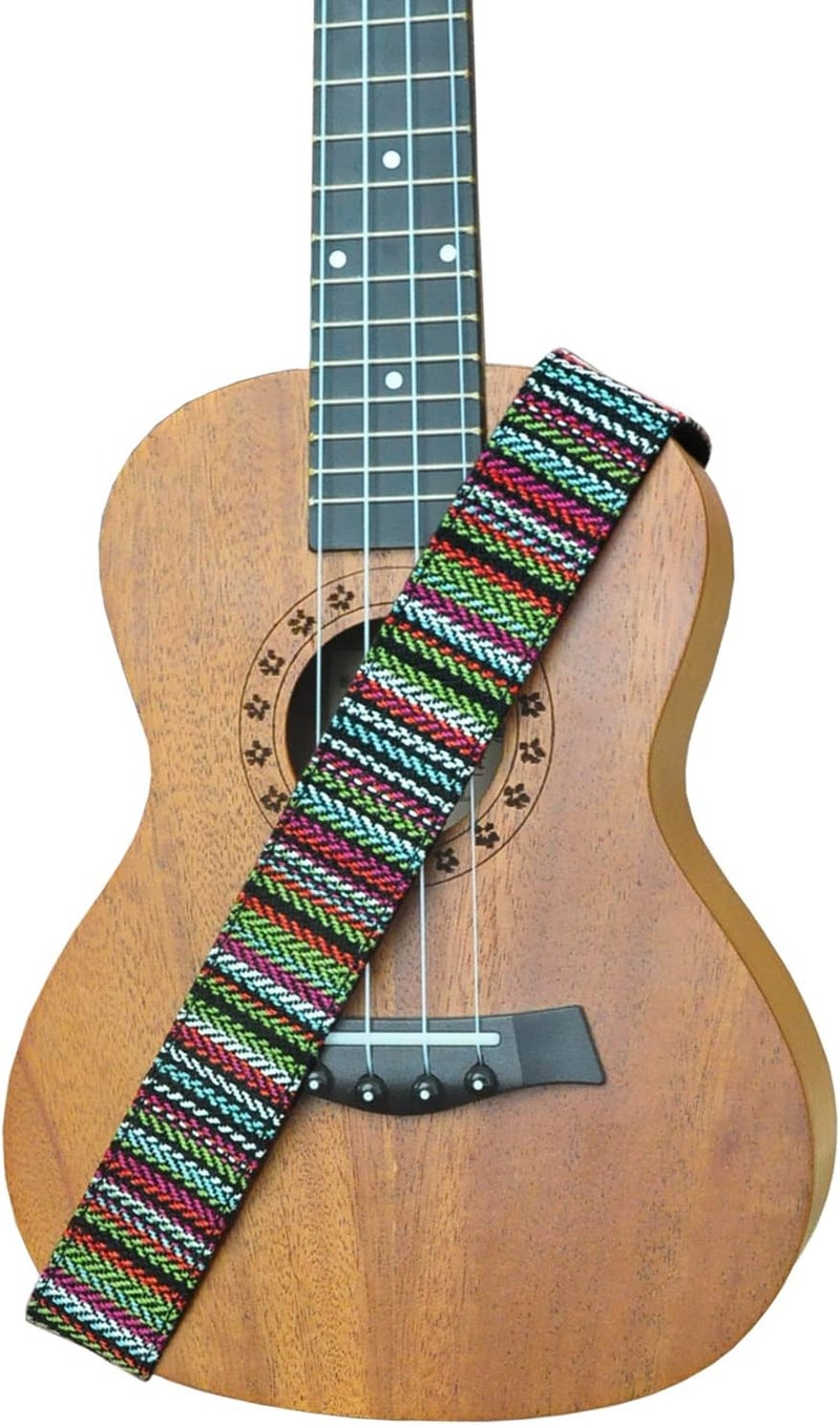 Farcaya Ukulele Strap for Soprano Concert Tenor Baritone Uke Mandolin Banjo Cotton Soft Country Style with Picks Locks Buttons End Pins Musical Instrument Accerssories (Striped Green) - Image 5